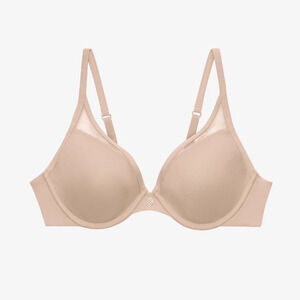THIRDLOVE 24/7 Classic Uplift Plunge Bra Taupe Nude Sz 44E Underwire Comfortable